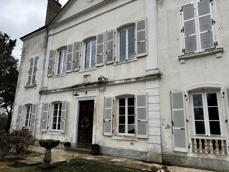 Cloquage des enduits extérieurs et taches de sels hygroscopiques sur façade de maison à La Charmée - diagnostic Mur-Tronic