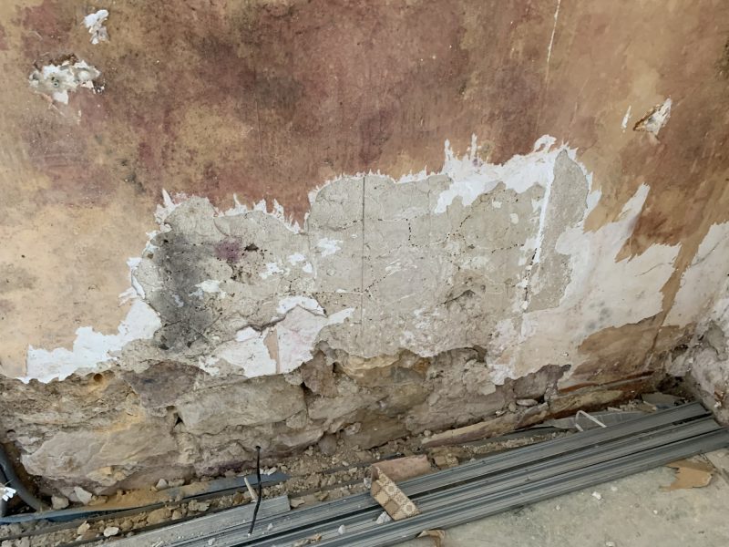 Joints de pierre dégradés par remontées capillaires appartement Caluire Mur-Tronic