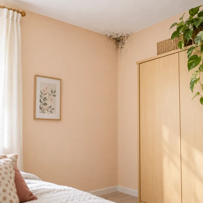 Moisissures noires sur un mur humide, enjeu de santé